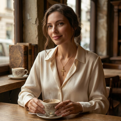 Grace & Glow Cross Necklace – Faith Wrapped in Pure Elegance